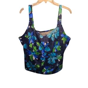 Beach Belle Sz. 24 Blue Floral Tankini